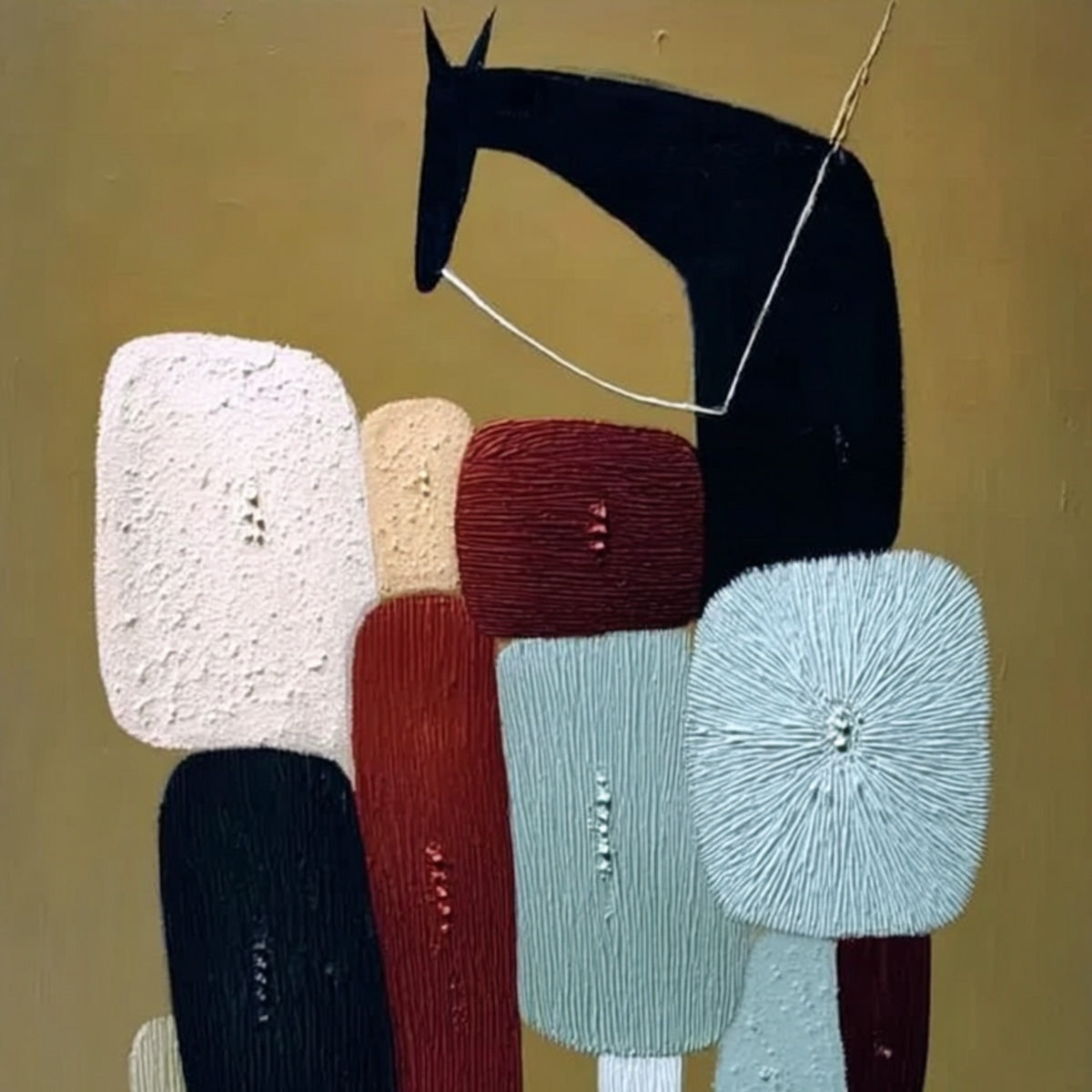 THE CARAVAN: Abstract Boho Wabi Sabi Textured Horse Painting - Image 3