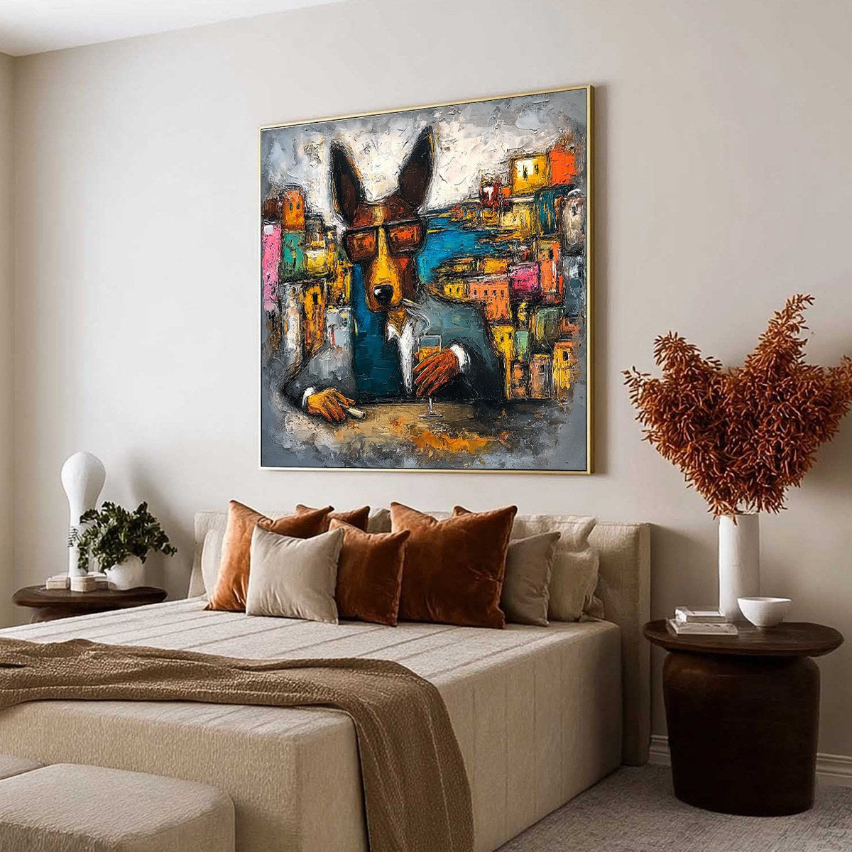 THE CHAIRMAN: Textured Impasto Painting of a Dapper Dog in the City - Image 7