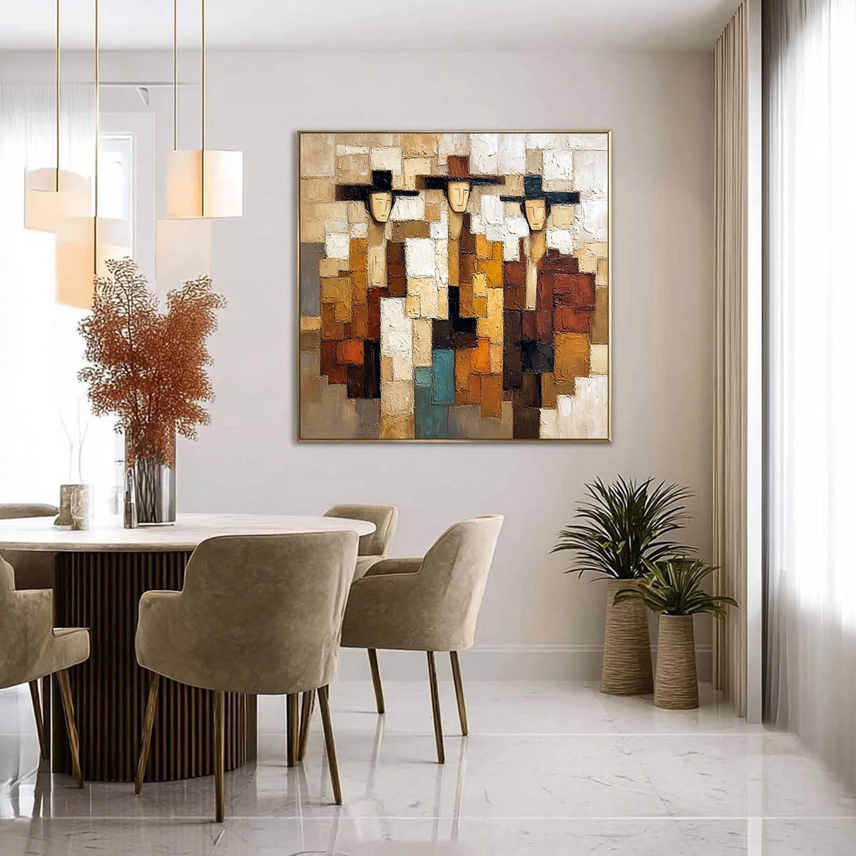THE COMPADRES: Abstract Figurative Impasto Palette Knife Painting - Image 4