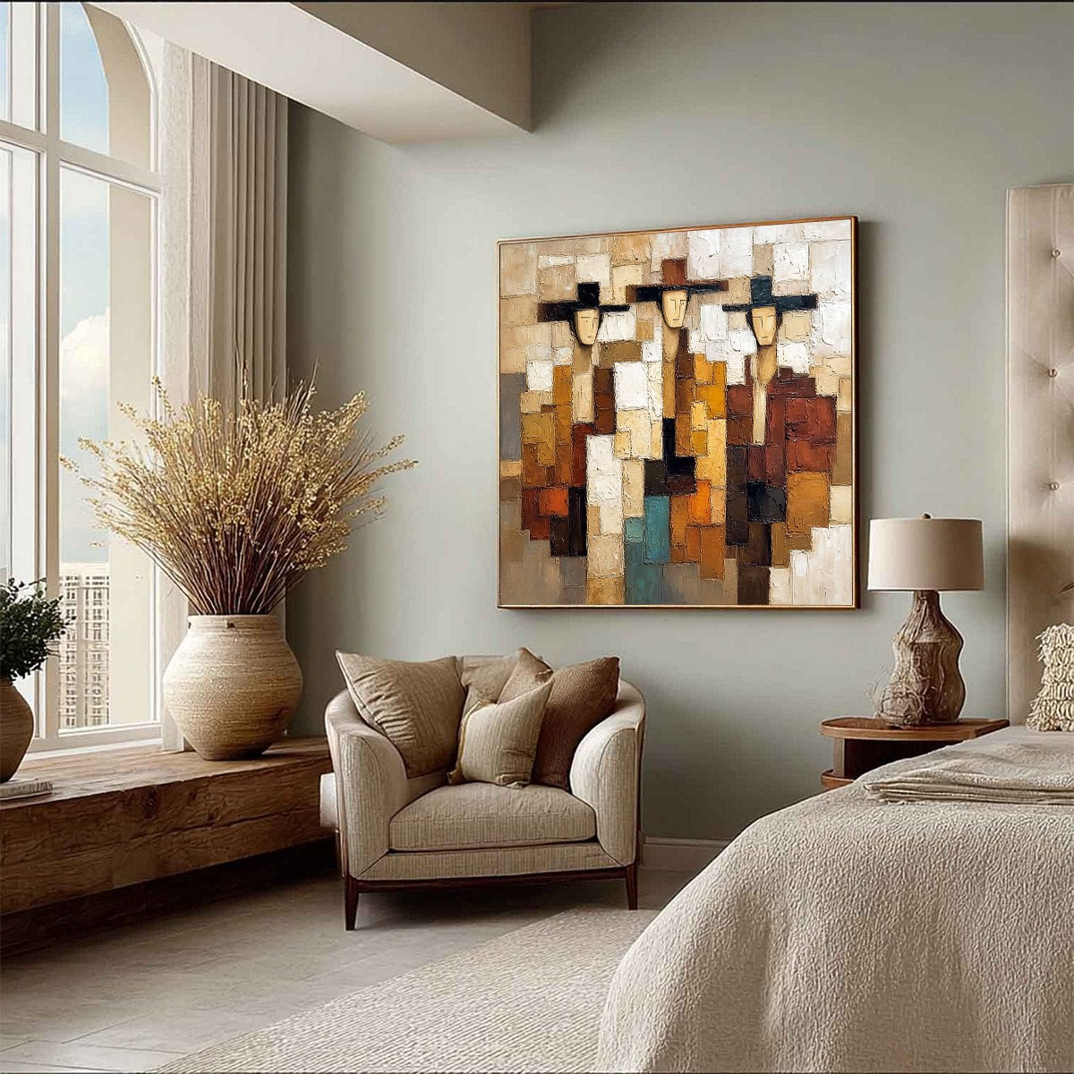 THE COMPADRES: Abstract Figurative Impasto Palette Knife Painting - Image 8