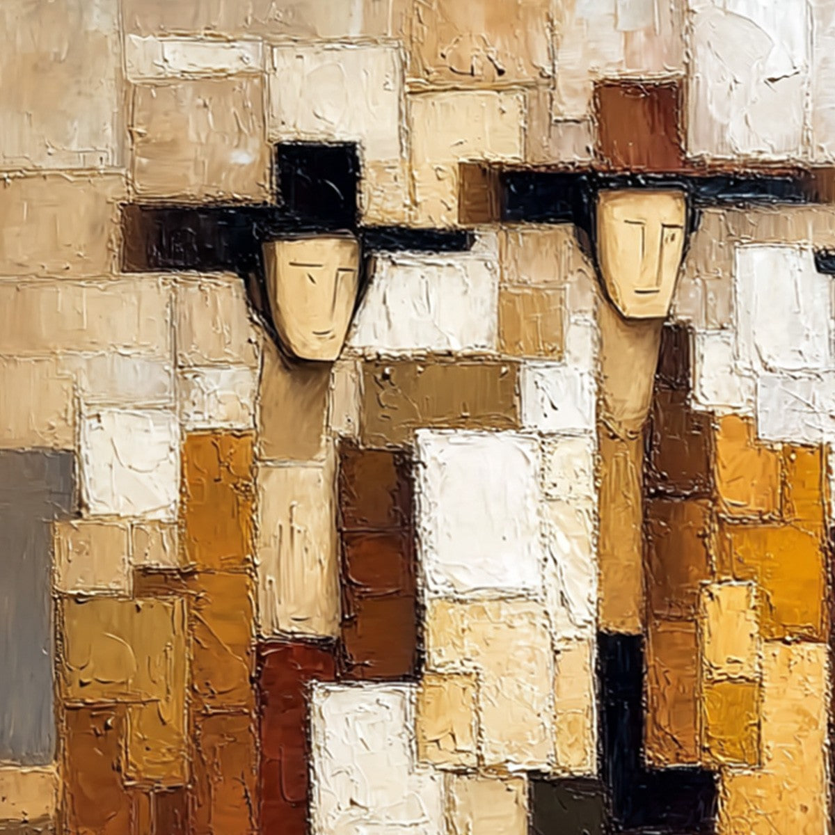 THE COMPADRES: Abstract Figurative Impasto Palette Knife Painting - Image 5