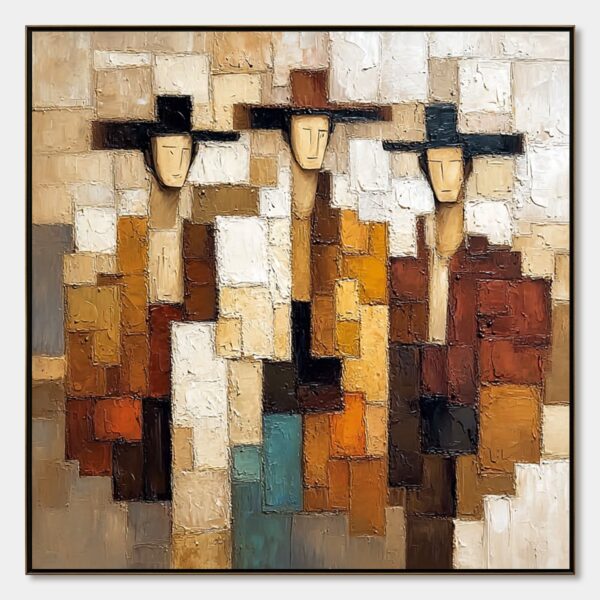 THE COMPADRES: Abstract Figurative Impasto Palette Knife Painting