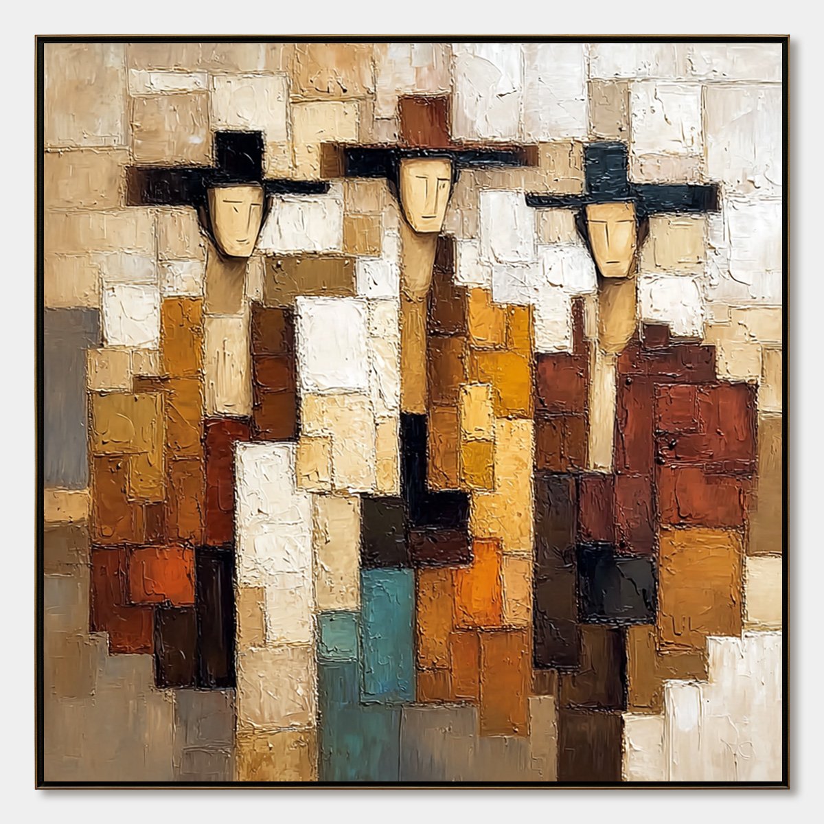 THE COMPADRES: Abstract Figurative Impasto Palette Knife Painting