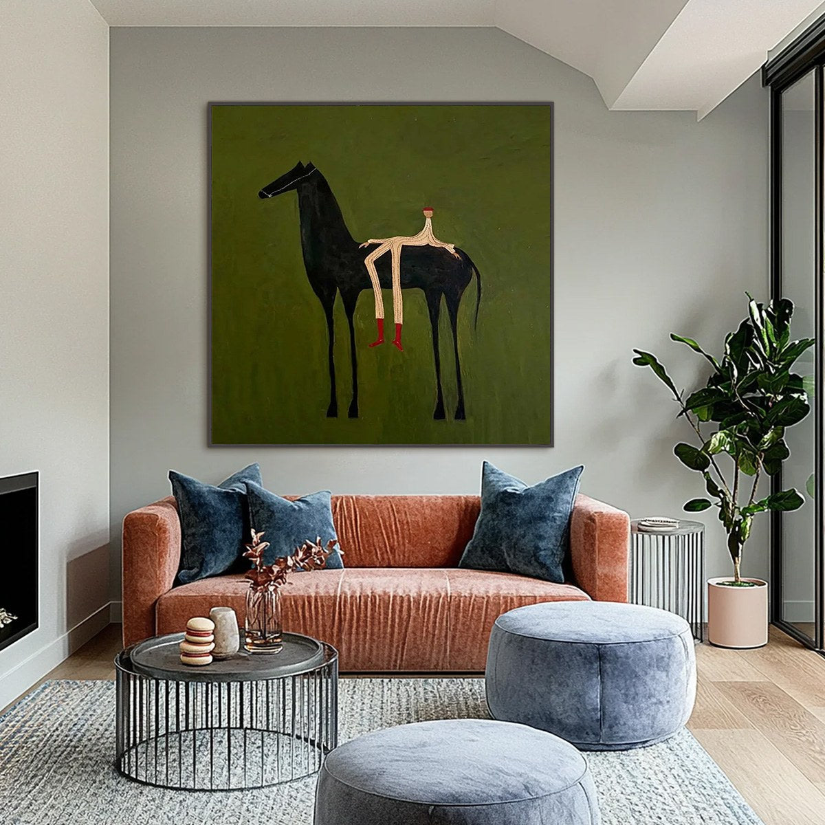 THE COMPANION: Modern Figurative Painting of a Horse and Rider - Image 2