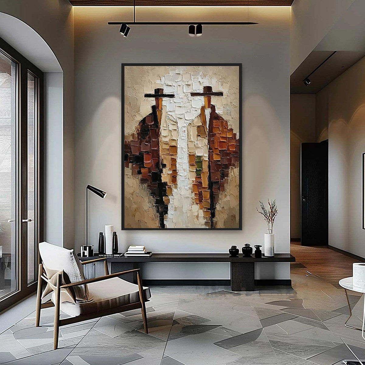 THE COMPANIONS: Heavily Textured Abstract Figurative Impasto Painting - Image 4