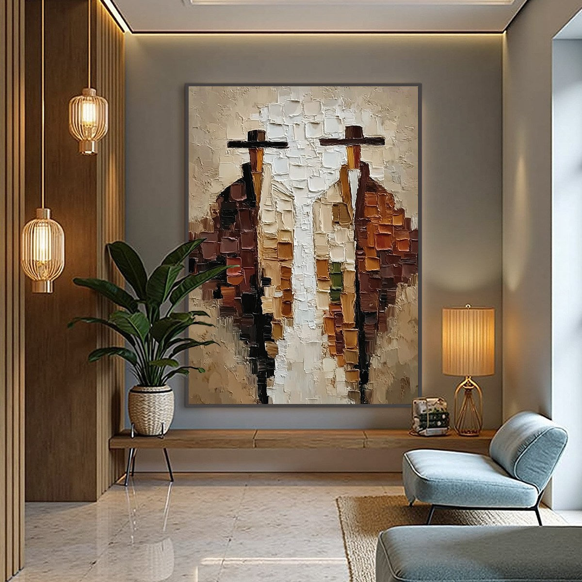 THE COMPANIONS: Heavily Textured Abstract Figurative Impasto Painting - Image 6