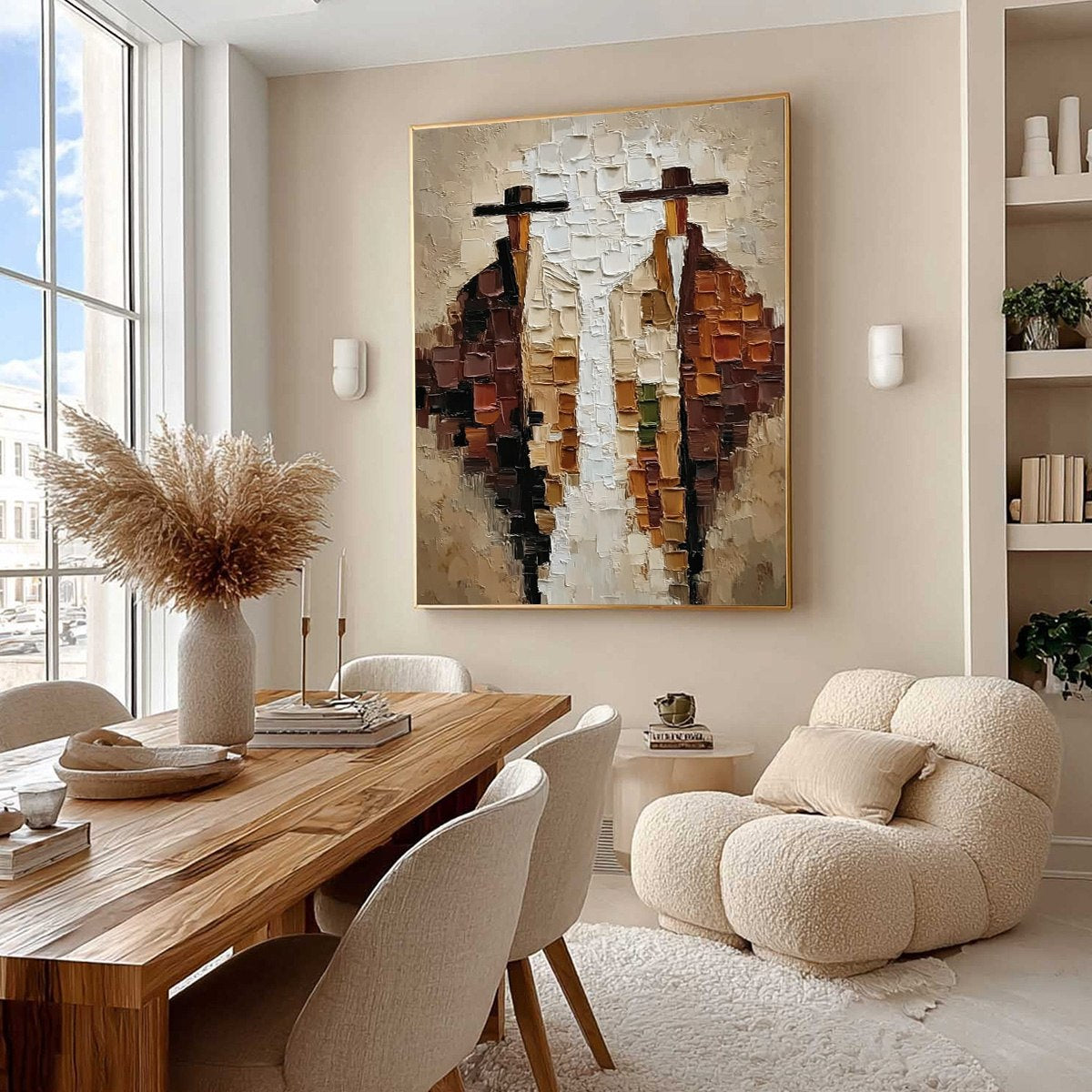 THE COMPANIONS: Heavily Textured Abstract Figurative Impasto Painting - Image 7