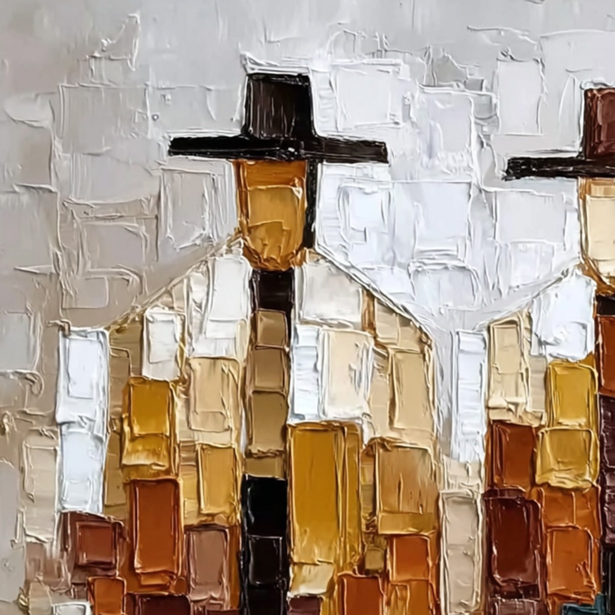 THE COMPANIONS: Heavily Textured Abstract Figurative Palette Knife Oil Painting - Image 3