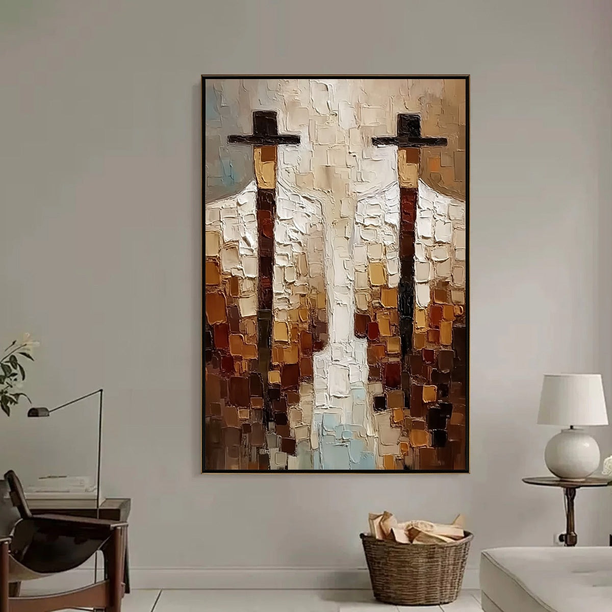 THE COMPANIONS: Heavy Texture Impasto Painting of Two Figures - Image 6