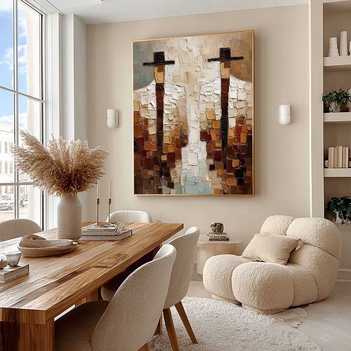 THE COMPANIONS: Heavy Texture Impasto Painting of Two Figures - Image 7