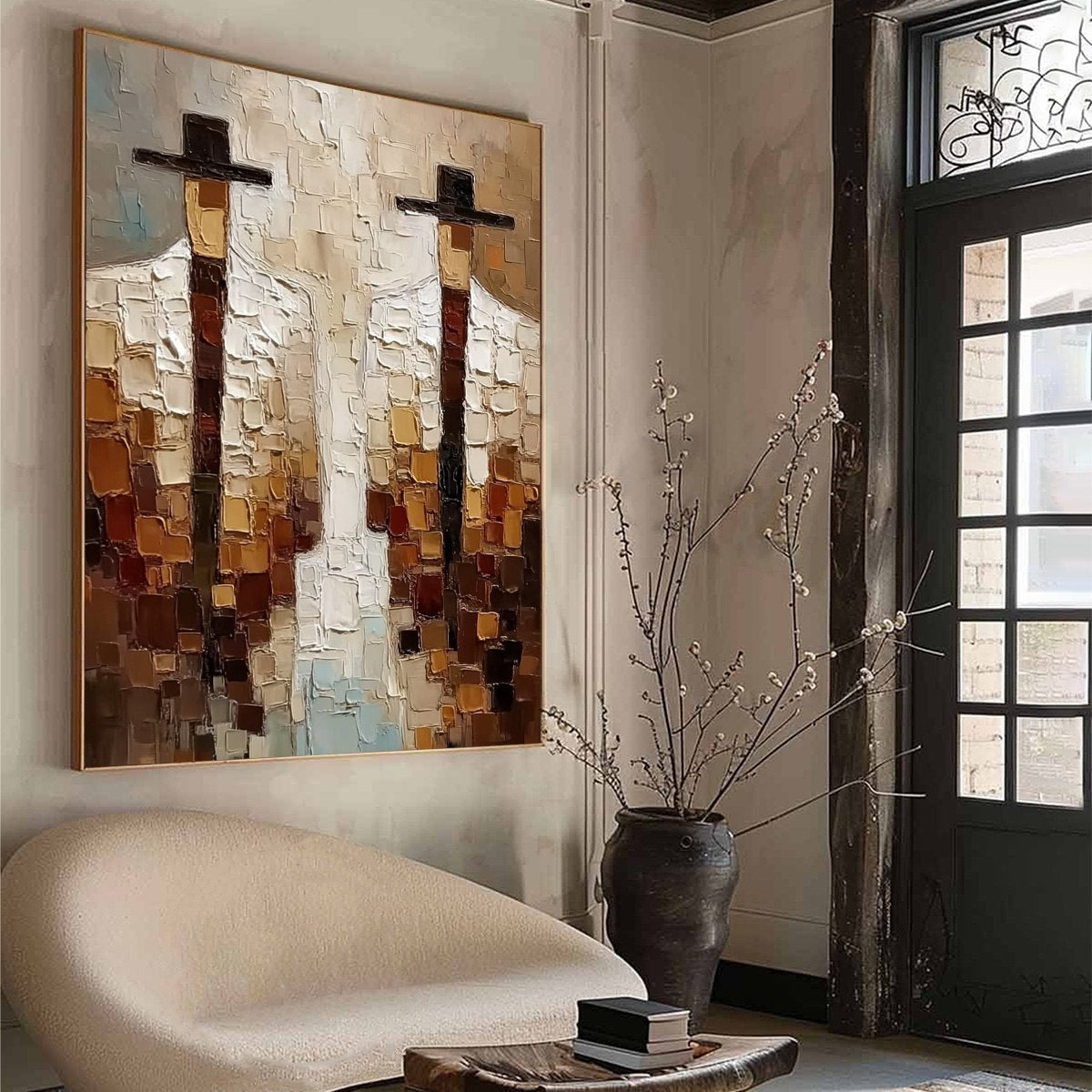 THE COMPANIONS: Heavy Texture Impasto Painting of Two Figures - Image 8