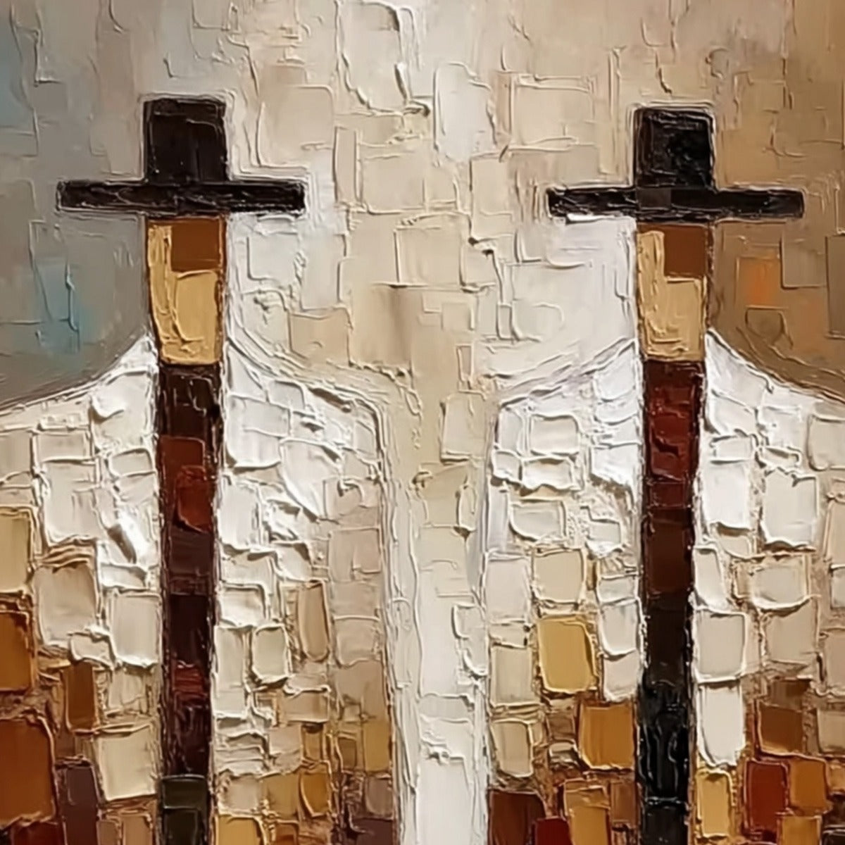 THE COMPANIONS: Heavy Texture Impasto Painting of Two Figures - Image 3