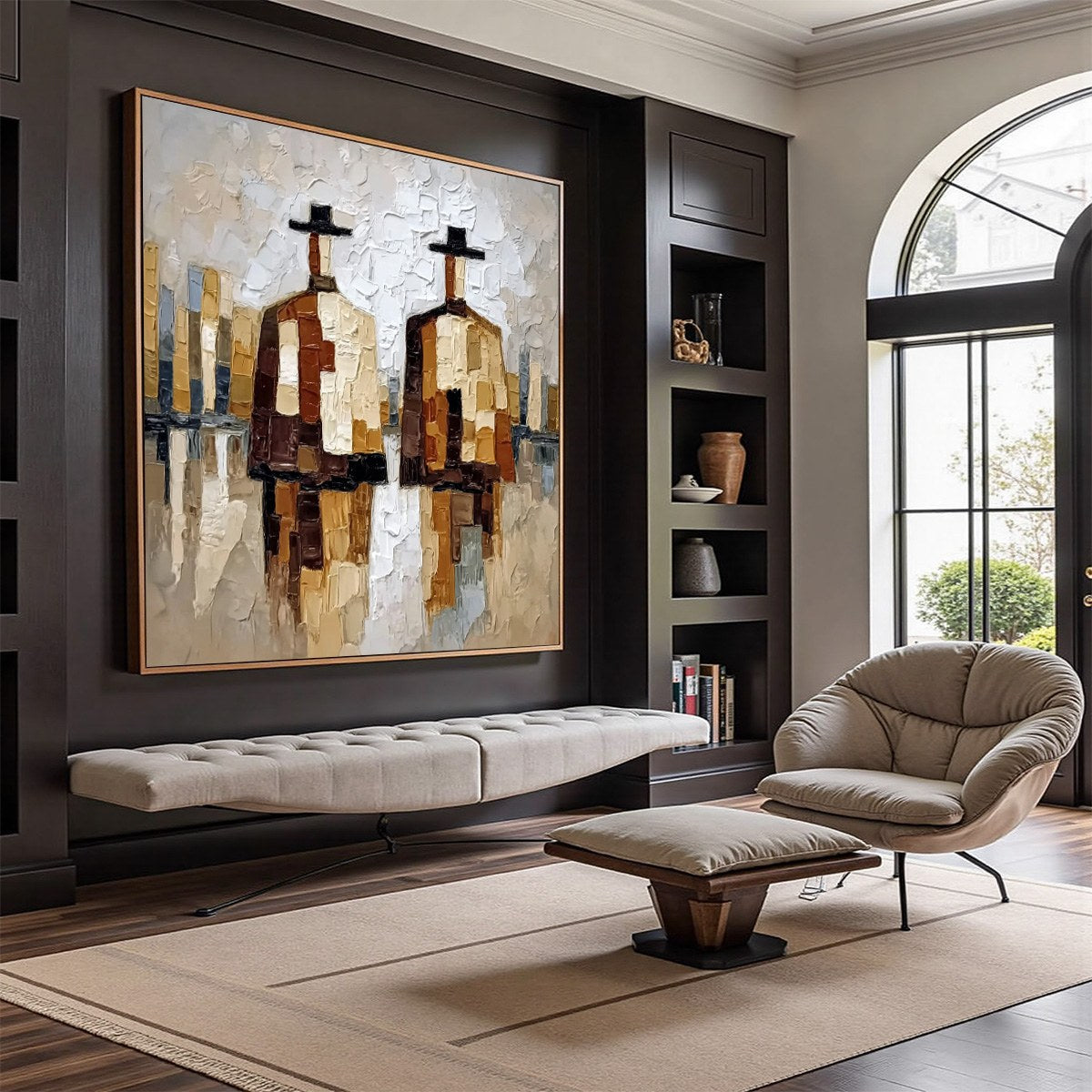 THE COMPANIONS: Textured Abstract Cityscape Painting of Two Figures - Image 7