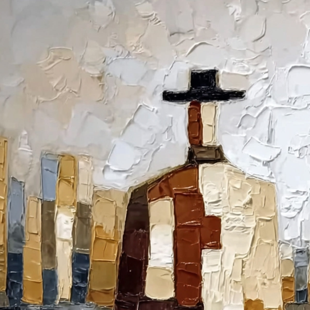 THE COMPANIONS: Textured Abstract Cityscape Painting of Two Figures - Image 3