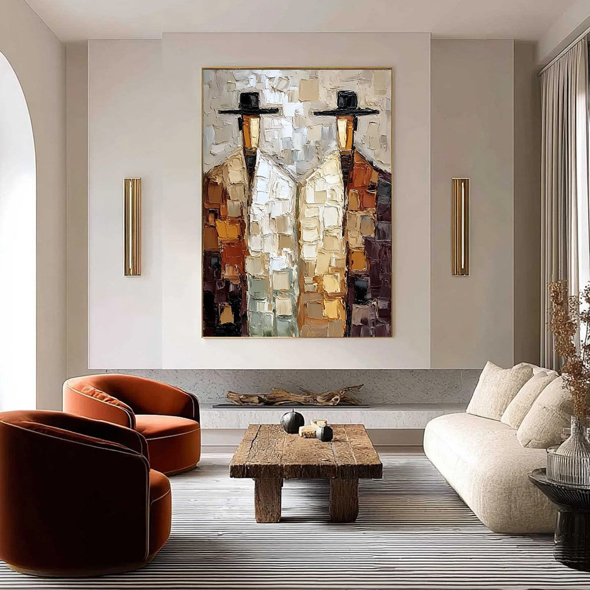 THE COMPANIONS: Textured Abstract Figurative Impasto Oil Painting - Image 4