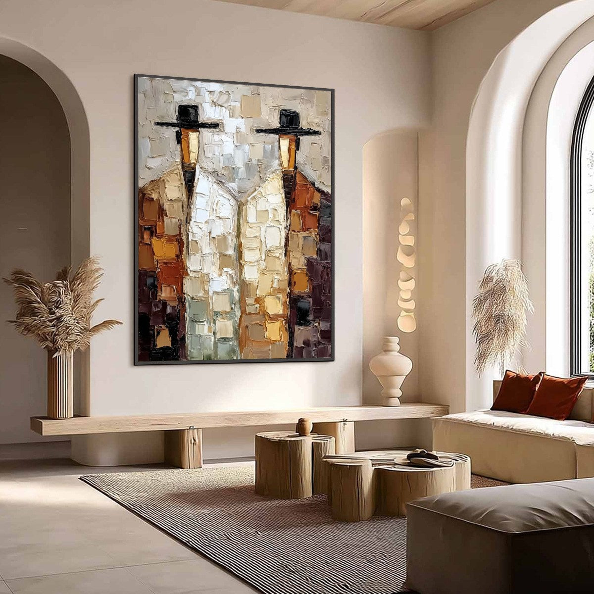 THE COMPANIONS: Textured Abstract Figurative Impasto Oil Painting - Image 7