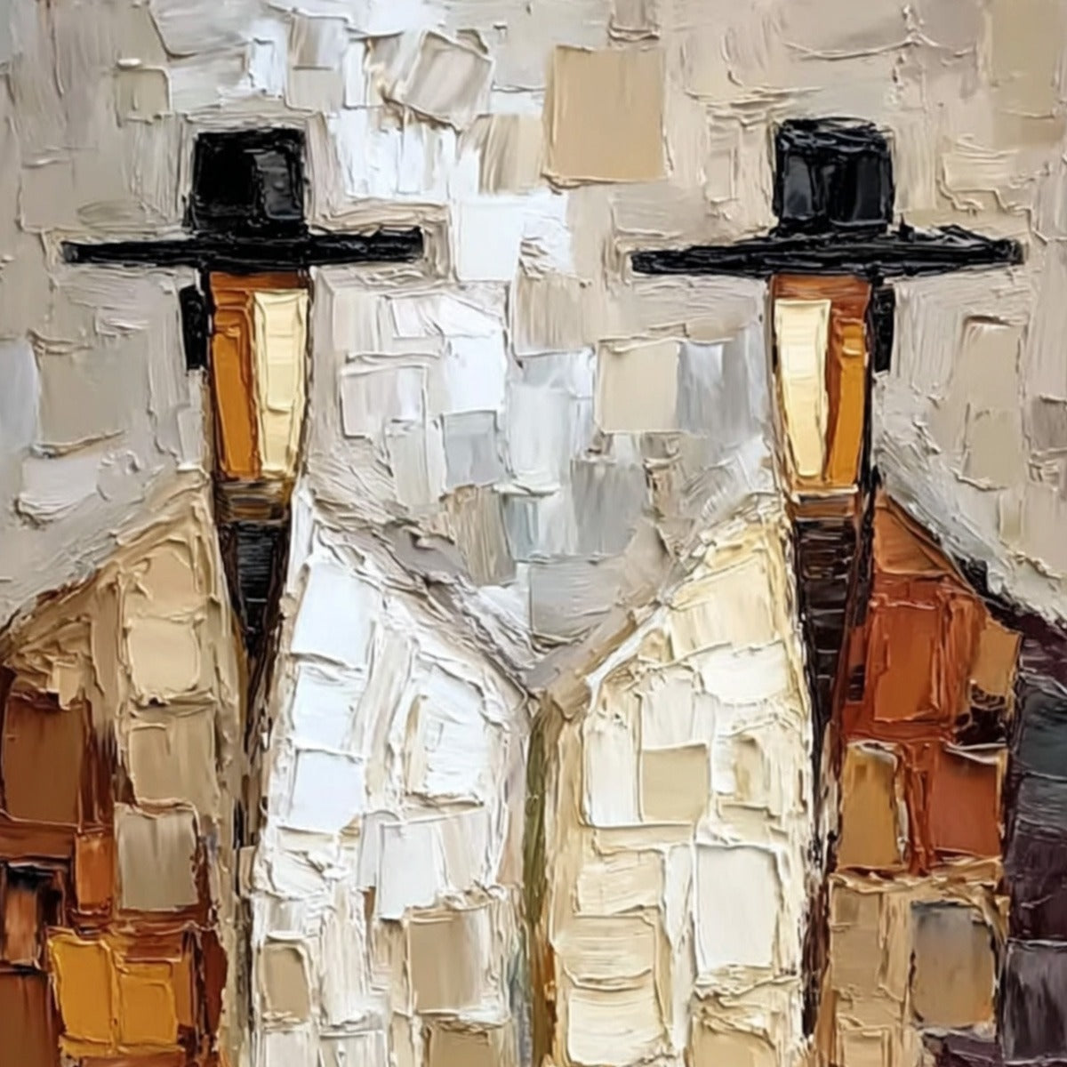 THE COMPANIONS: Textured Abstract Figurative Impasto Oil Painting - Image 3