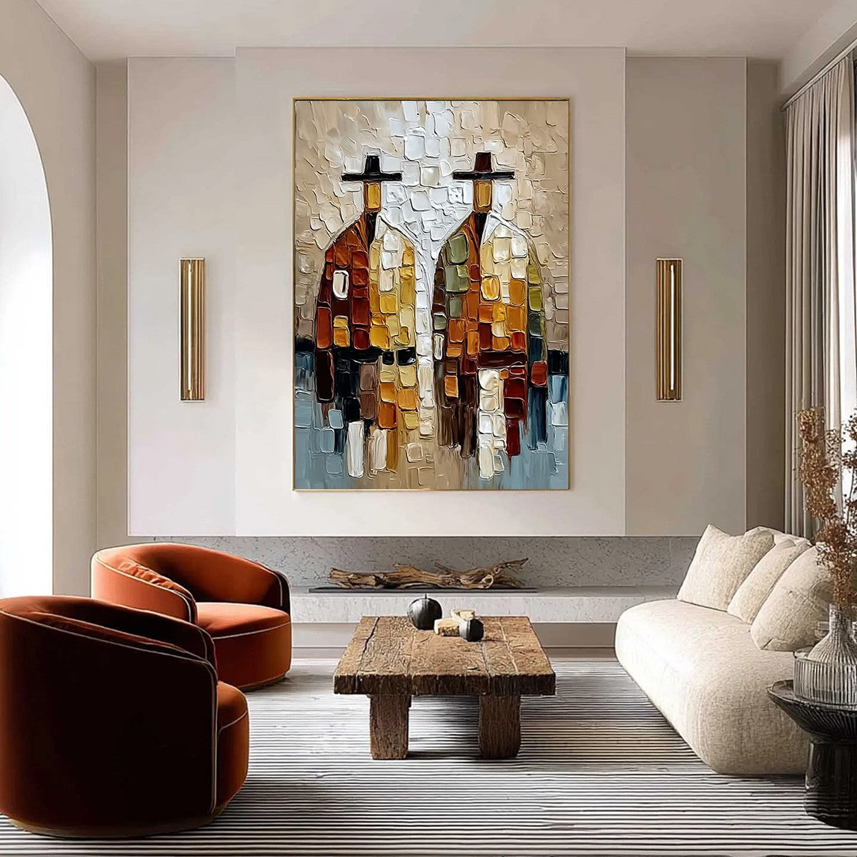 THE COMPANIONS: Textured Abstract Figurative Impasto Painting - Image 4