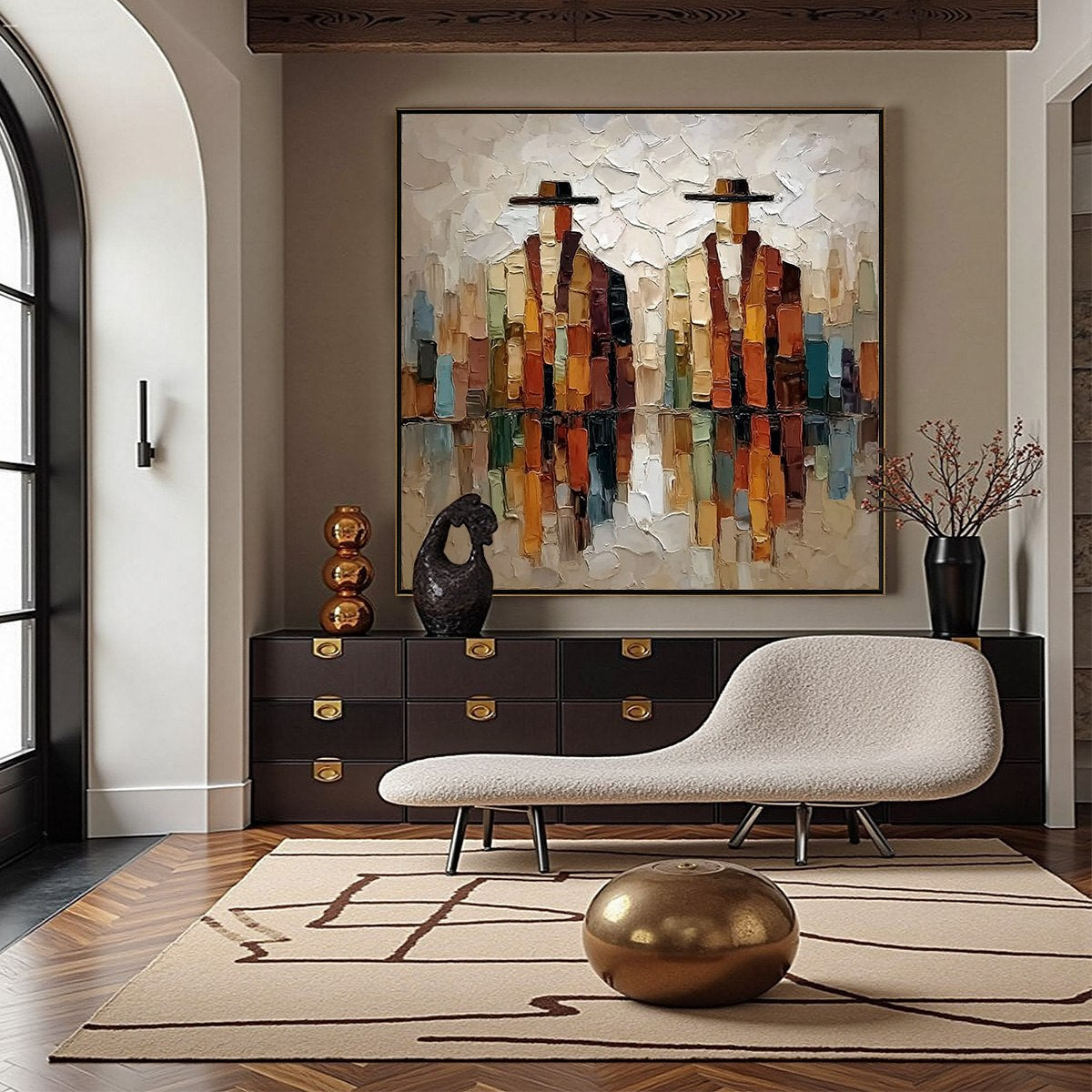 THE COMPANIONS: Textured Abstract Figurative Impasto Painting - Image 4