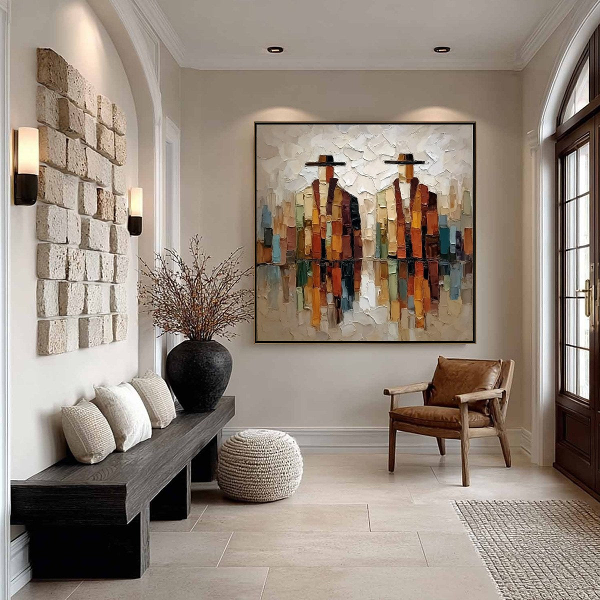 THE COMPANIONS: Textured Abstract Figurative Impasto Painting - Image 6