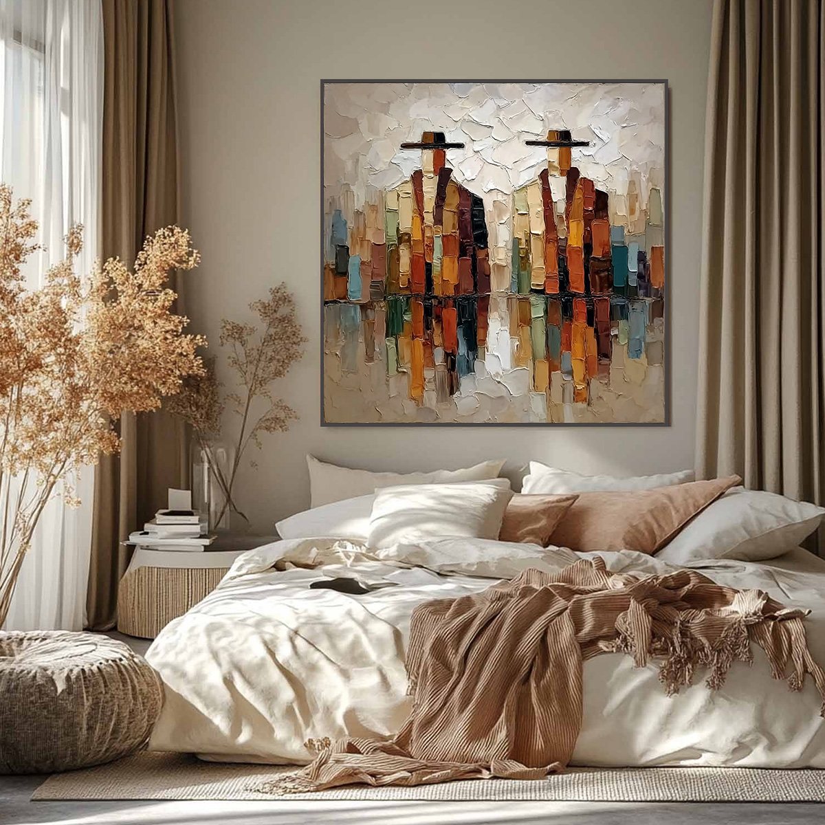 THE COMPANIONS: Textured Abstract Figurative Impasto Painting - Image 2