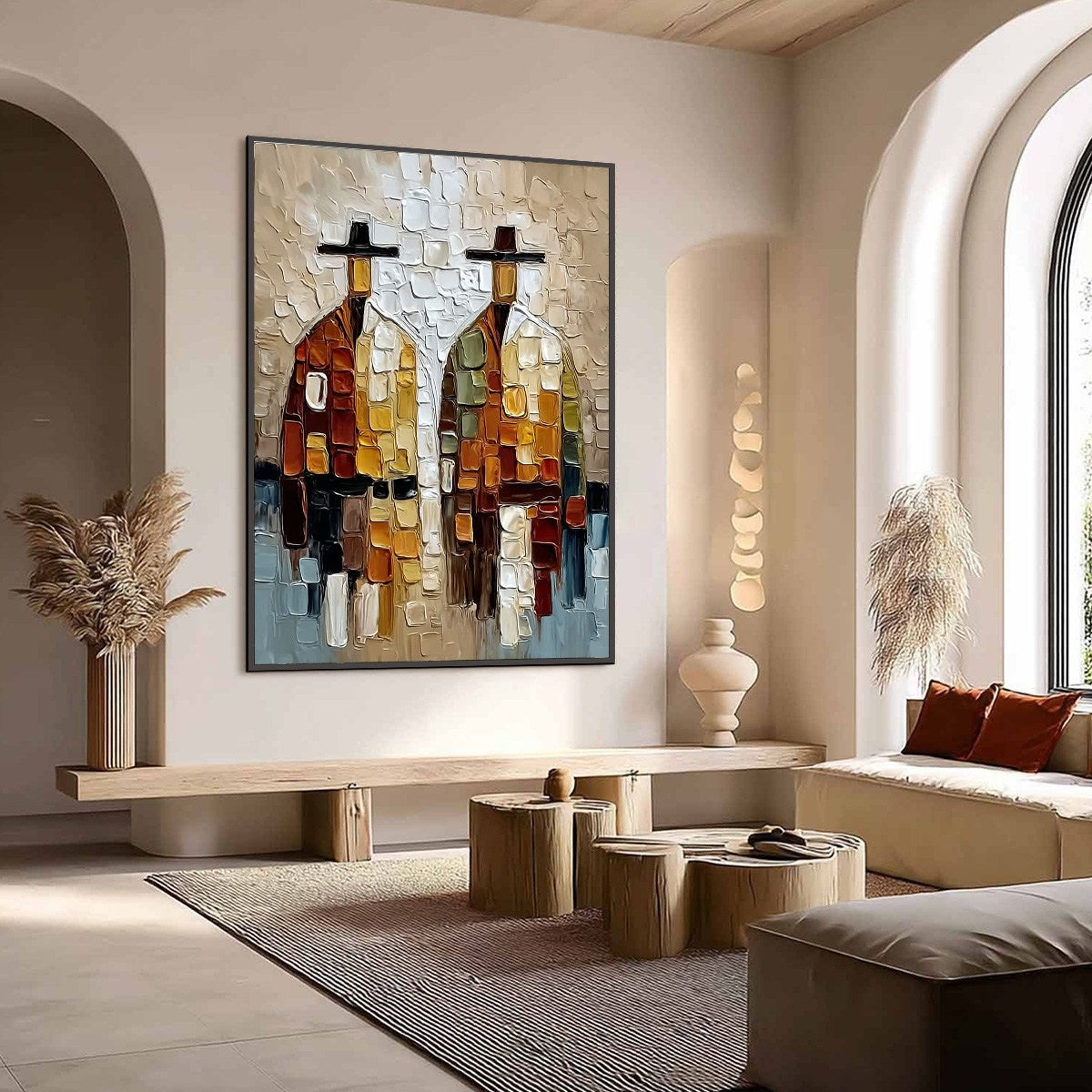 THE COMPANIONS: Textured Abstract Figurative Impasto Painting - Image 7