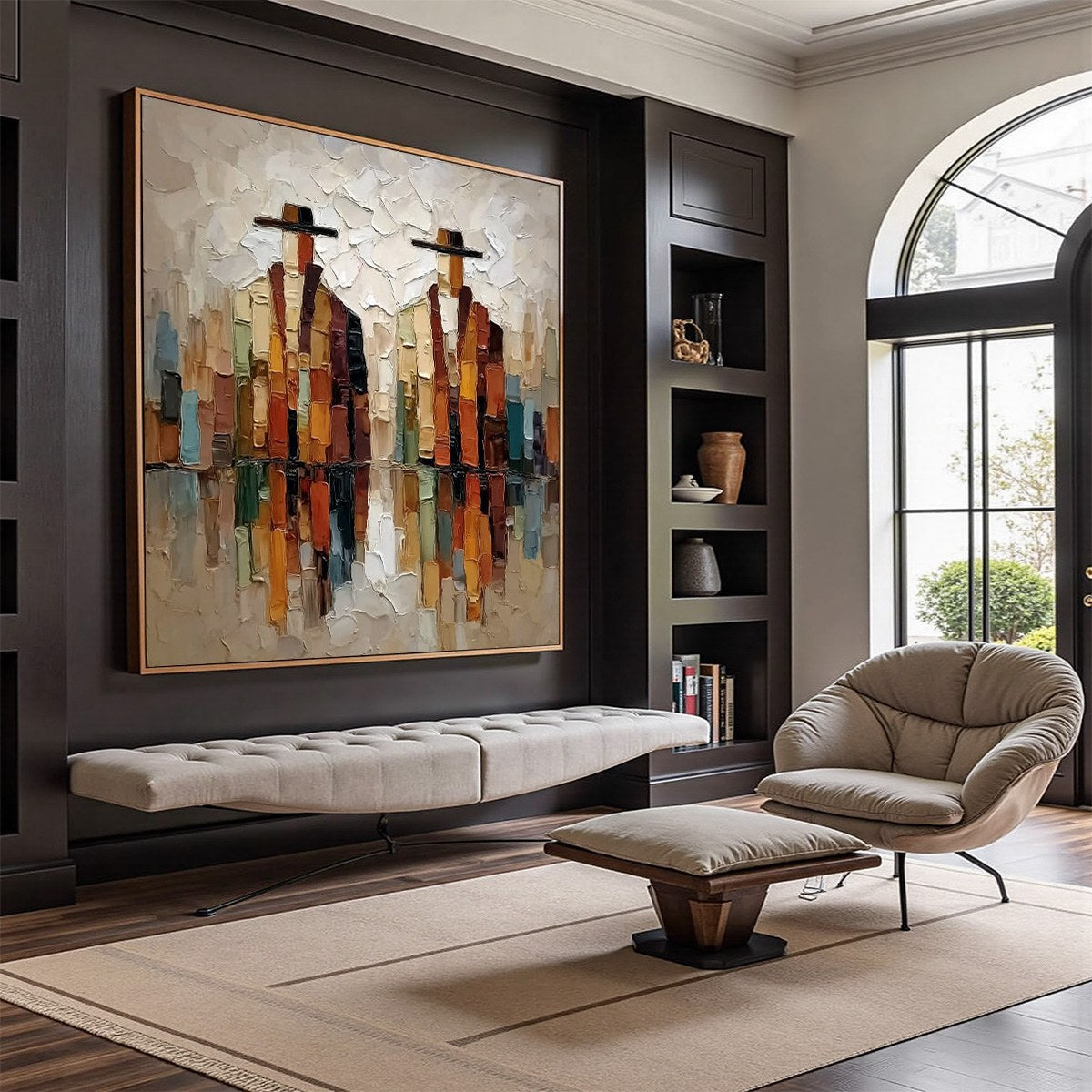 THE COMPANIONS: Textured Abstract Figurative Impasto Painting - Image 7