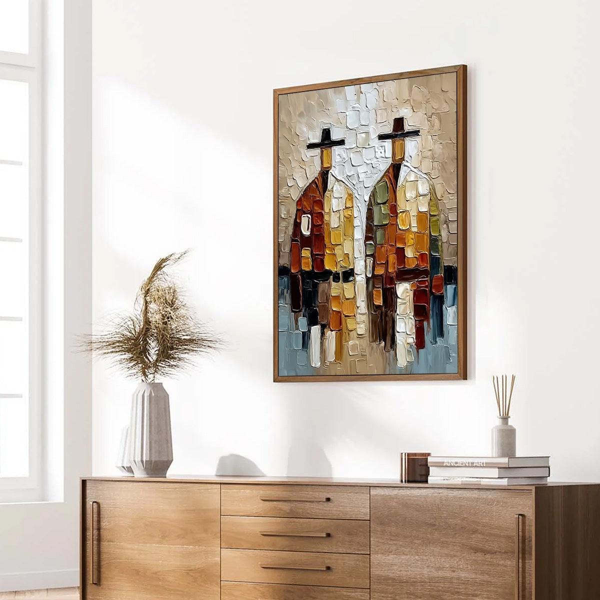 THE COMPANIONS: Textured Abstract Figurative Impasto Painting - Image 8