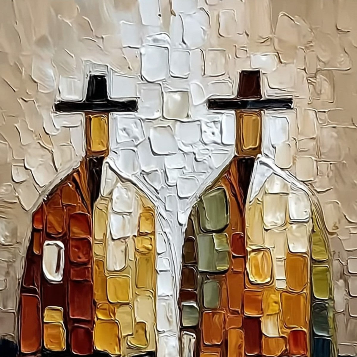 THE COMPANIONS: Textured Abstract Figurative Impasto Painting - Image 3