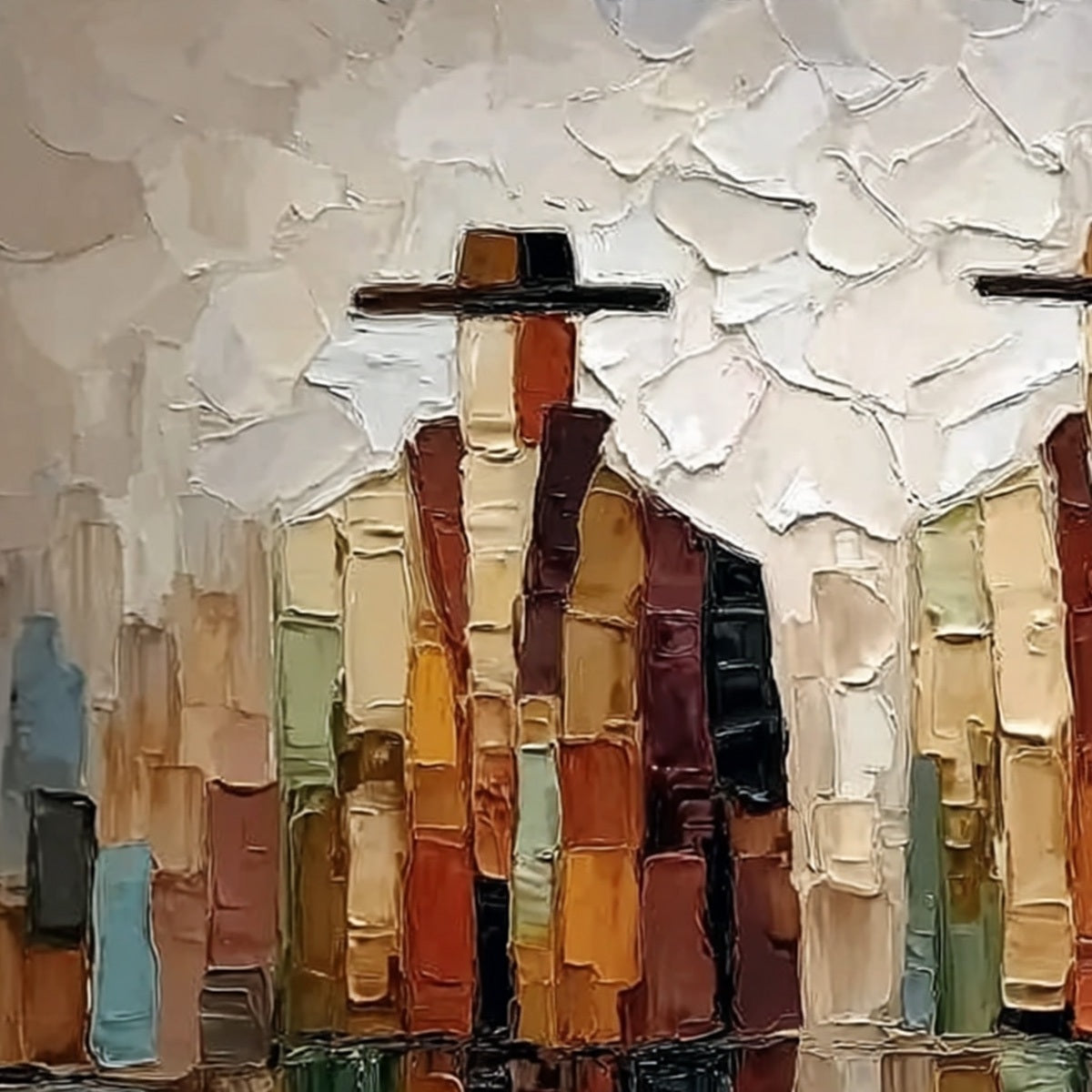 THE COMPANIONS: Textured Abstract Figurative Impasto Painting - Image 3