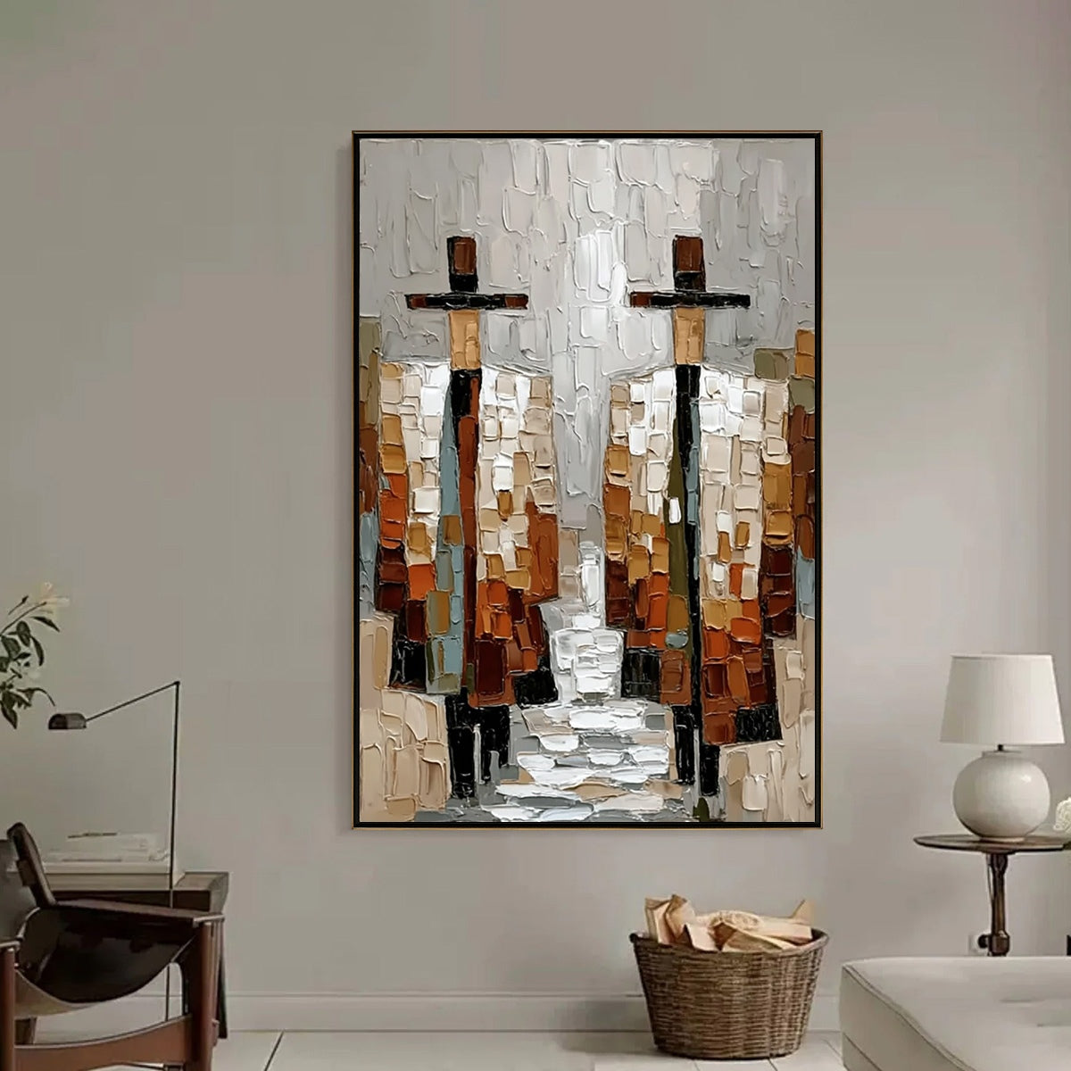 THE COMPANIONS: Textured Abstract Figurative Painting of Two People - Image 2
