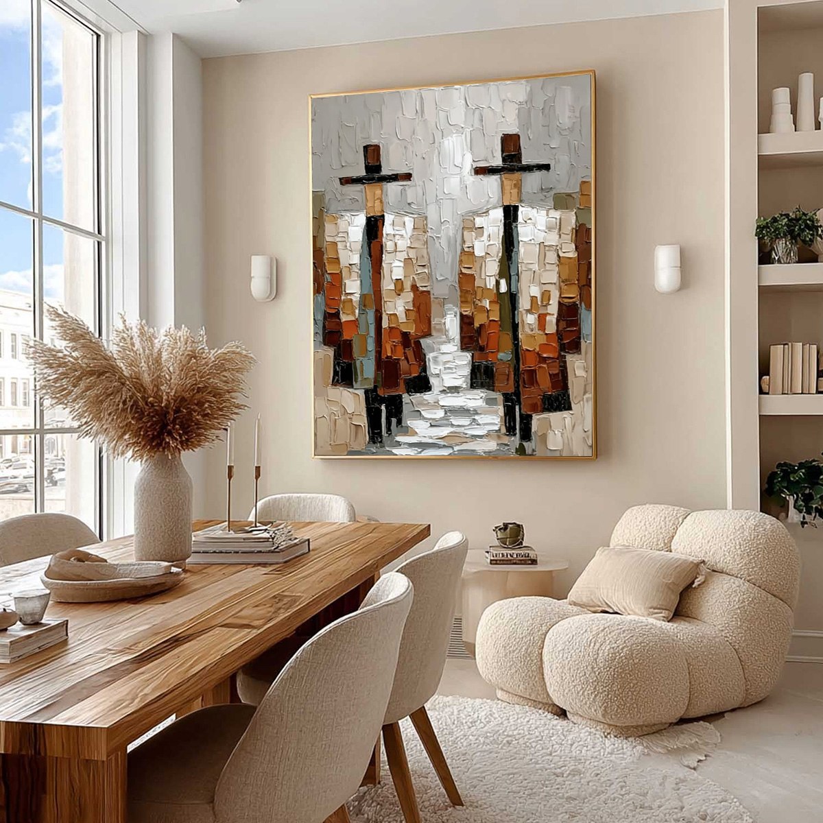 THE COMPANIONS: Textured Abstract Figurative Painting of Two People - Image 7
