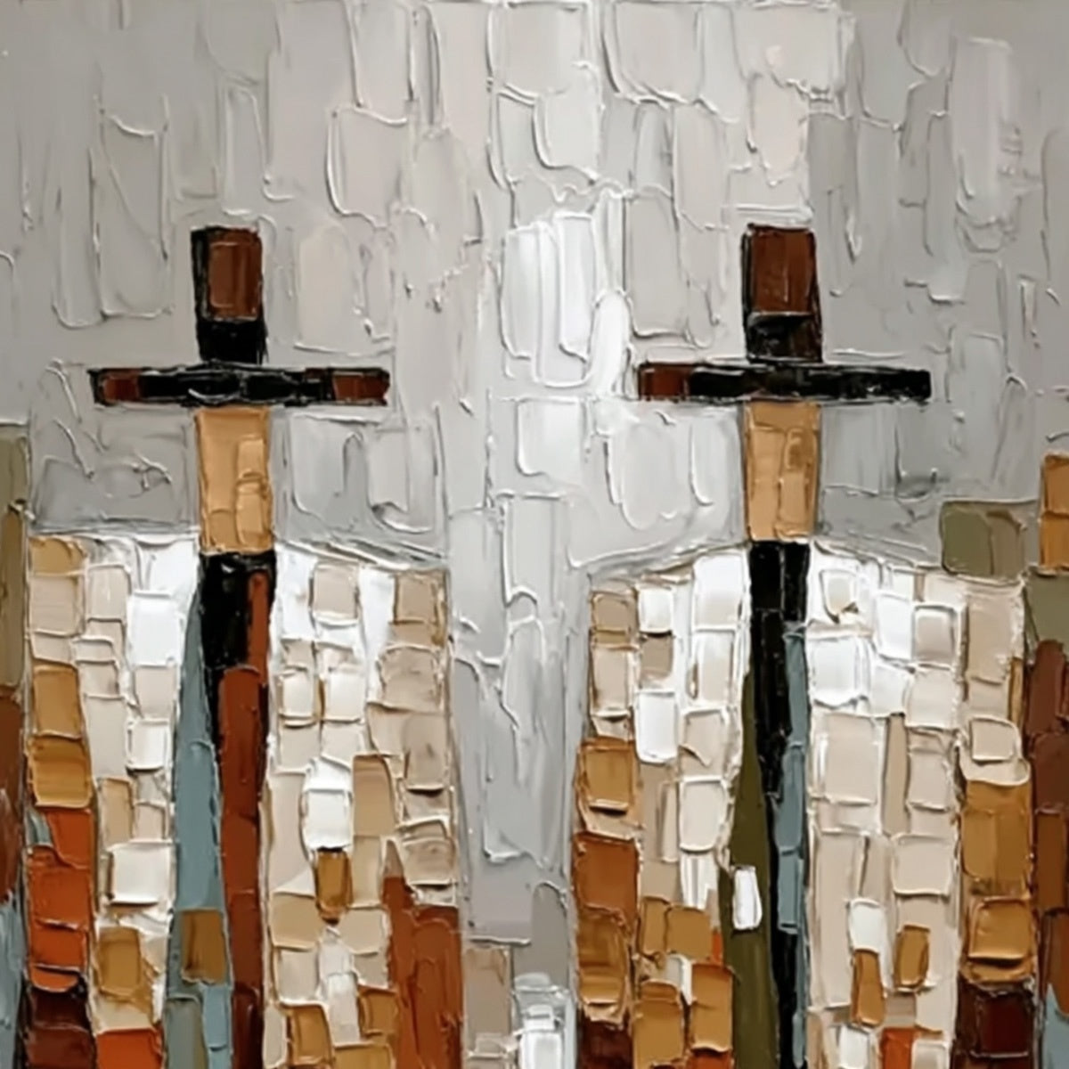THE COMPANIONS: Textured Abstract Figurative Painting of Two People - Image 3