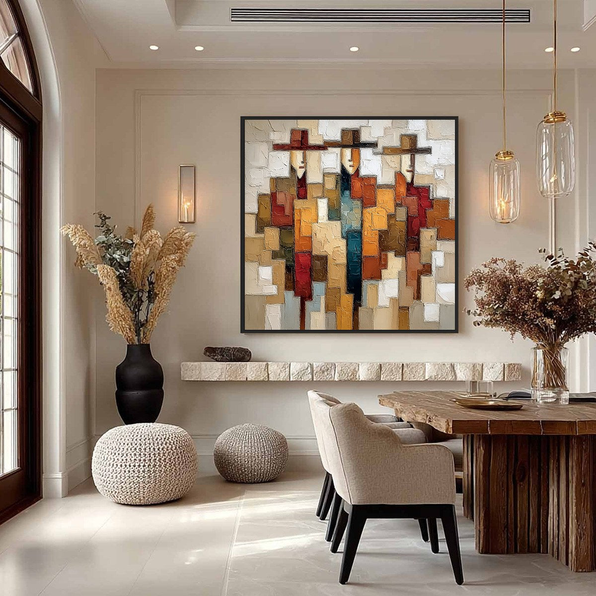 THE COMPANIONS: Textured Abstract Figurative Painting - Image 4