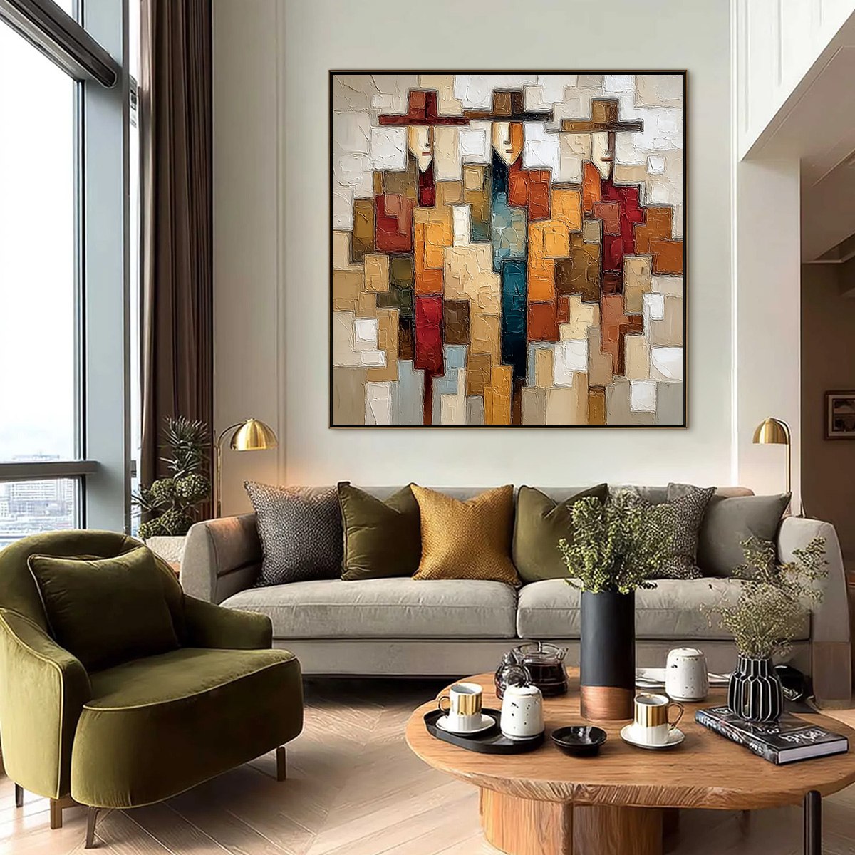 THE COMPANIONS: Textured Abstract Figurative Painting - Image 6