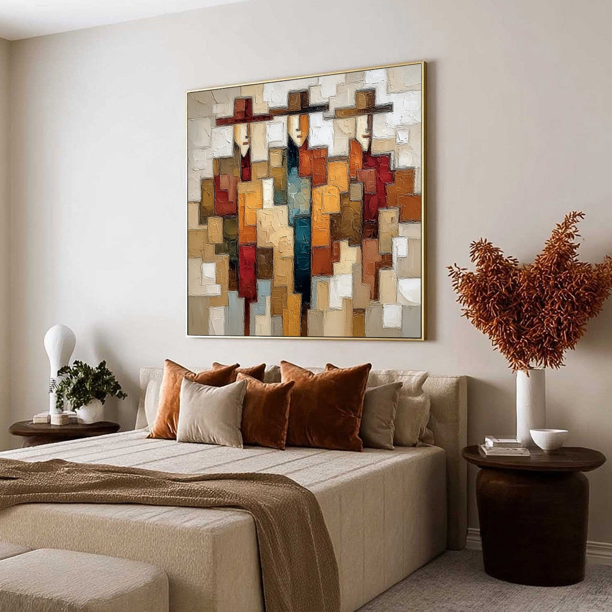 THE COMPANIONS: Textured Abstract Figurative Painting - Image 7