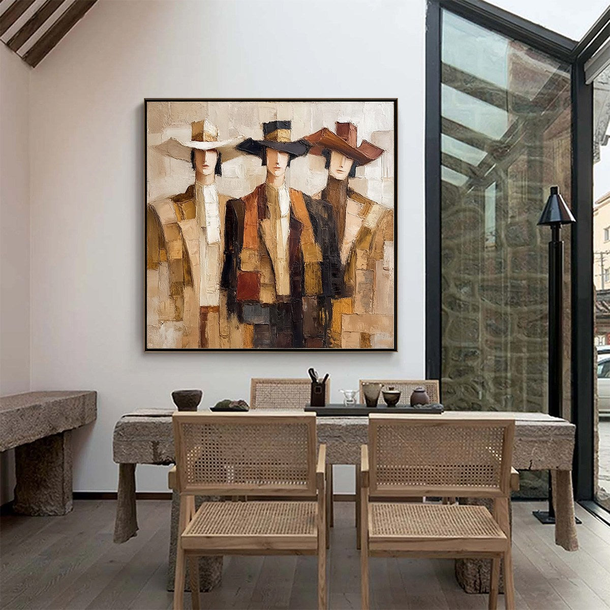 THE COMPANIONS: Textured Figurative Portrait Oil Painting with Palette Knife - Image 4