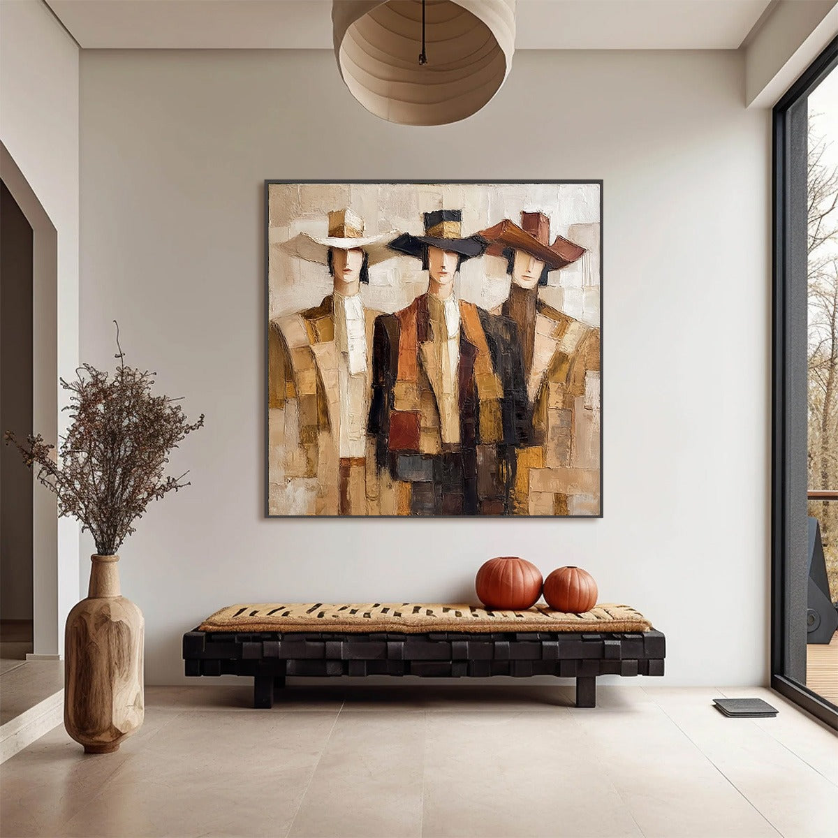 THE COMPANIONS: Textured Figurative Portrait Oil Painting with Palette Knife - Image 2