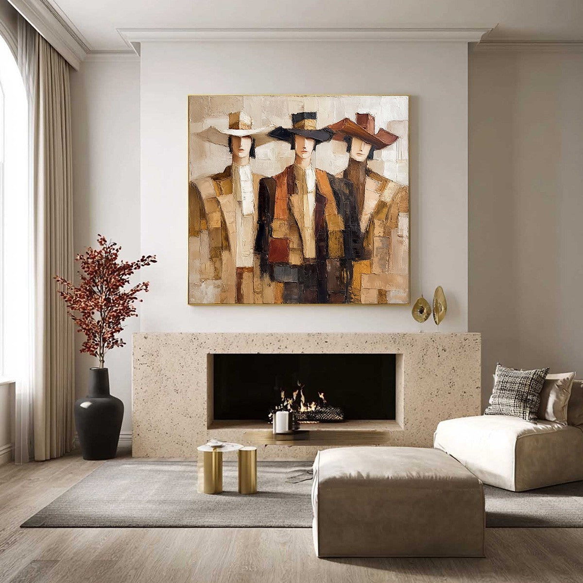 THE COMPANIONS: Textured Figurative Portrait Oil Painting with Palette Knife - Image 6