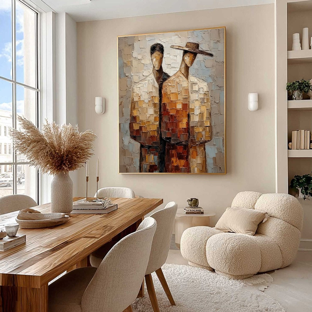 THE COMPANIONS: Textured Impasto Abstract Figurative Couple Painting - Image 7