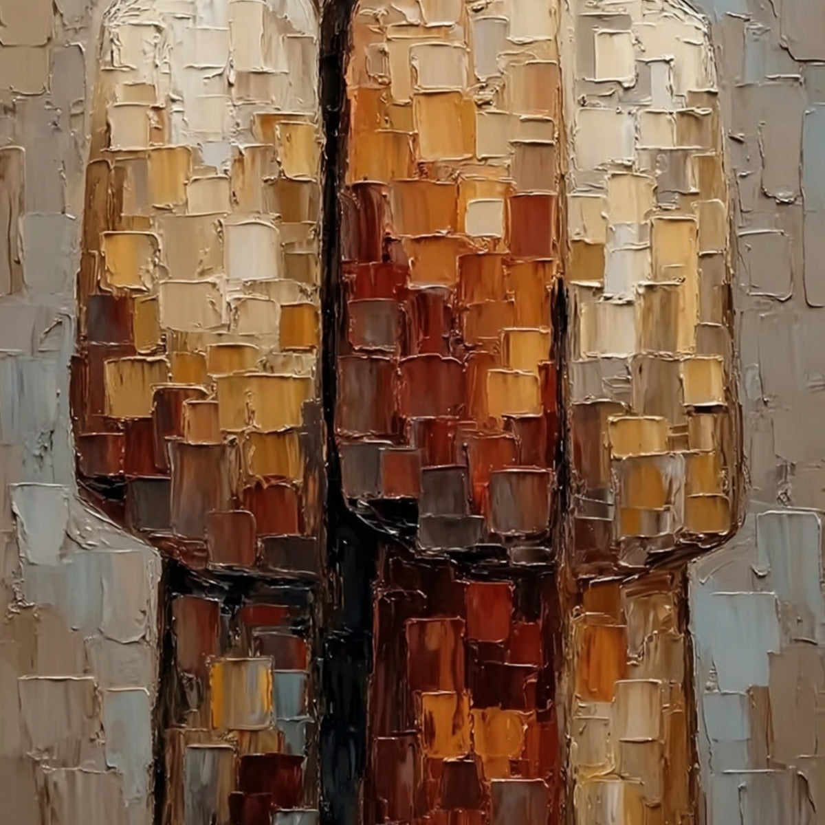 THE COMPANIONS: Textured Impasto Abstract Figurative Couple Painting - Image 5