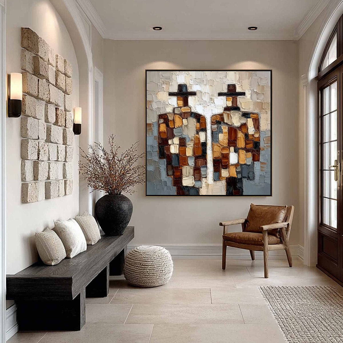 THE COMPANIONS: Textured Impasto Abstract Figures Painting - Image 6