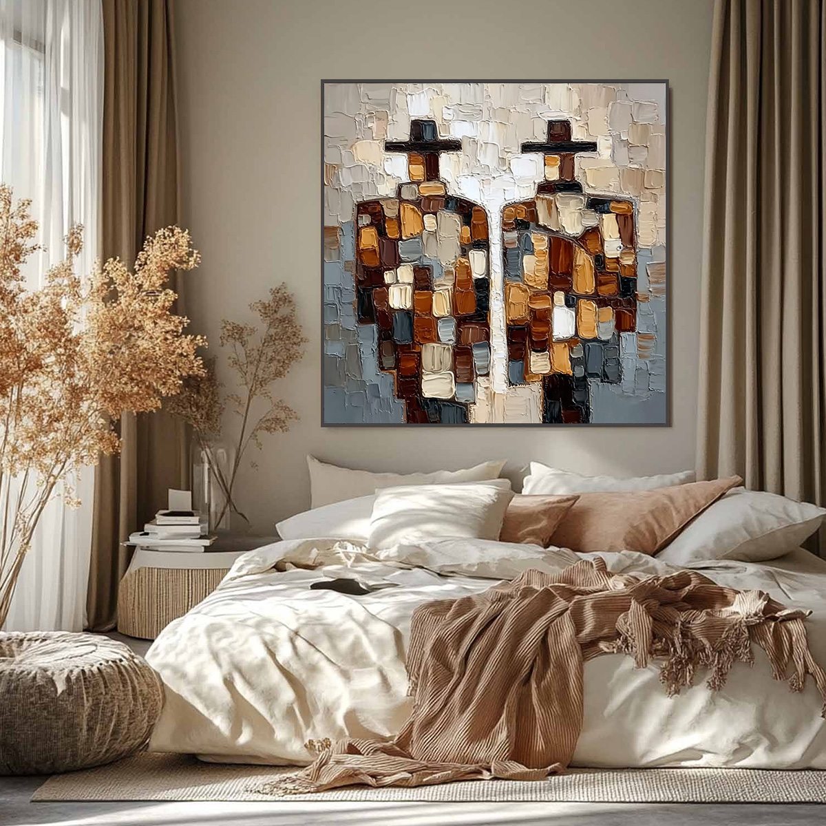 THE COMPANIONS: Textured Impasto Abstract Figures Painting - Image 2