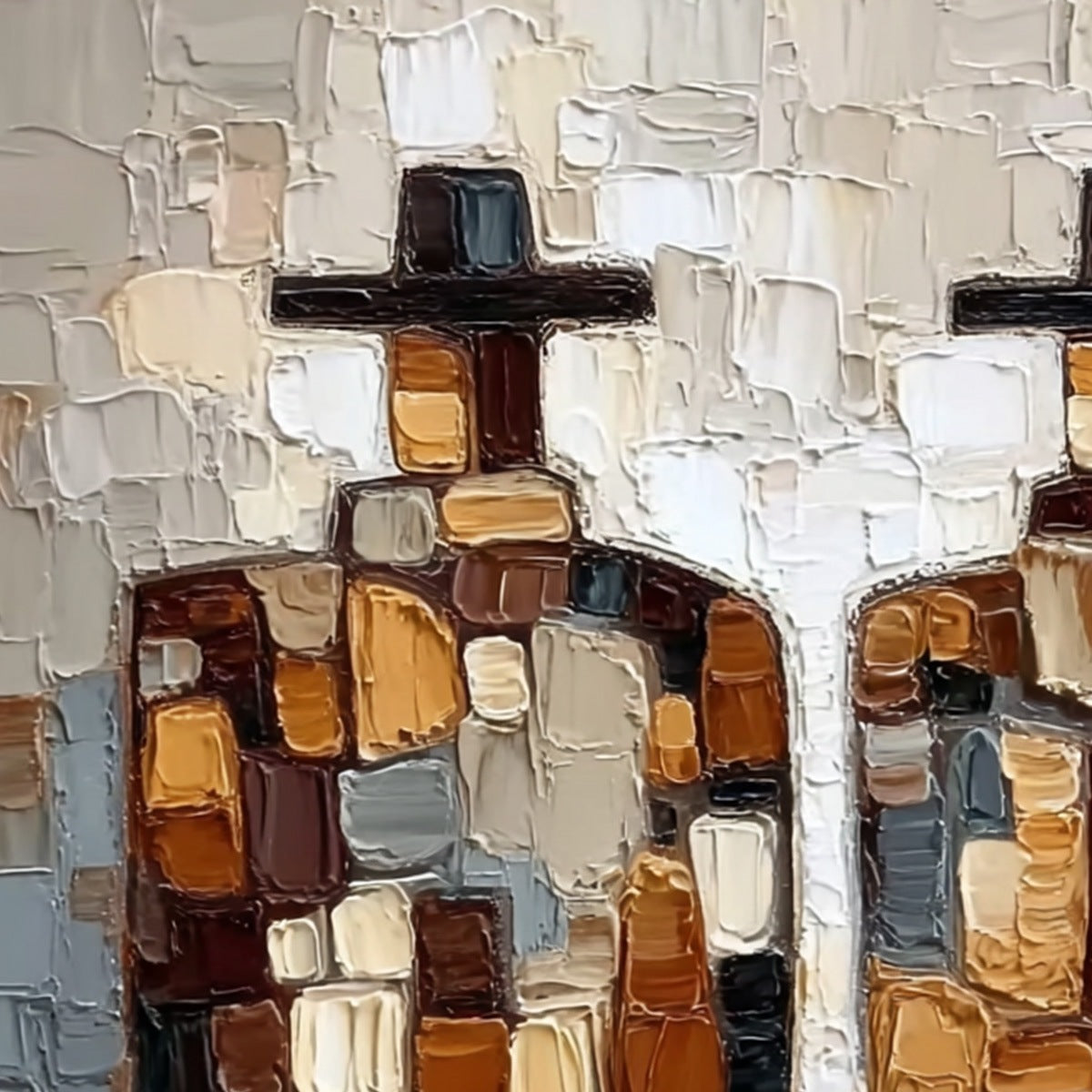 THE COMPANIONS: Textured Impasto Abstract Figures Painting - Image 5