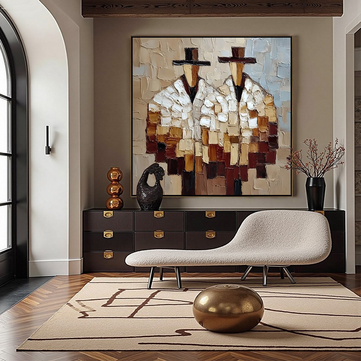 THE COMPANIONS: Textured Abstract Figurative Impasto Wall Art - Image 4