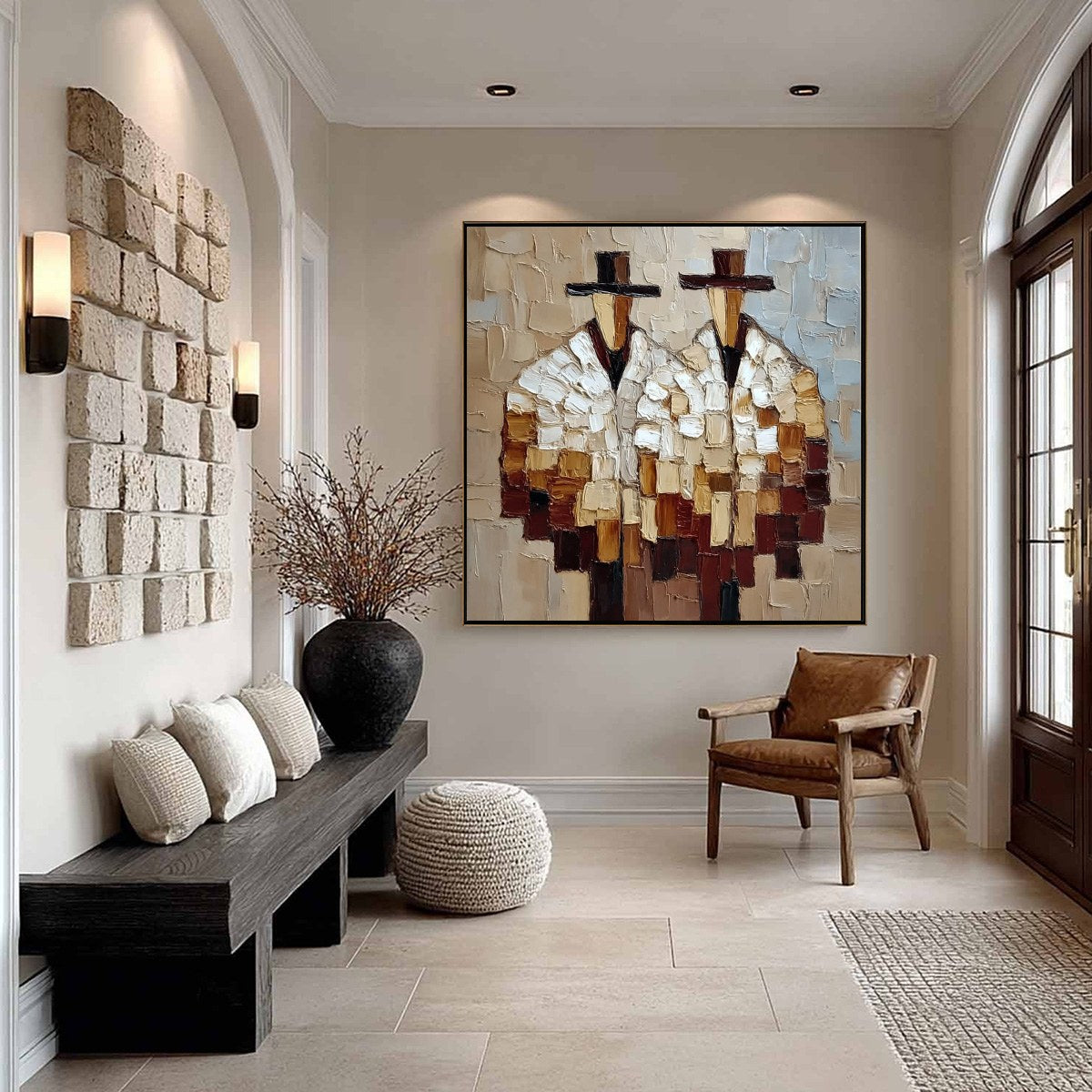 THE COMPANIONS: Textured Abstract Figurative Impasto Wall Art - Image 6