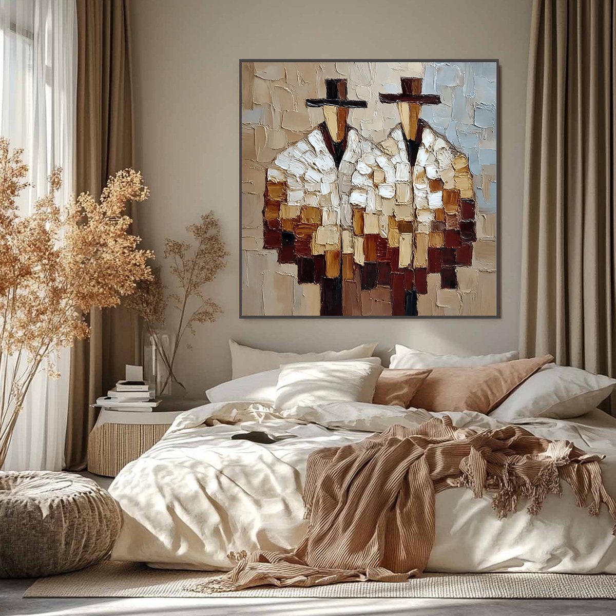 THE COMPANIONS: Textured Abstract Figurative Impasto Wall Art - Image 2