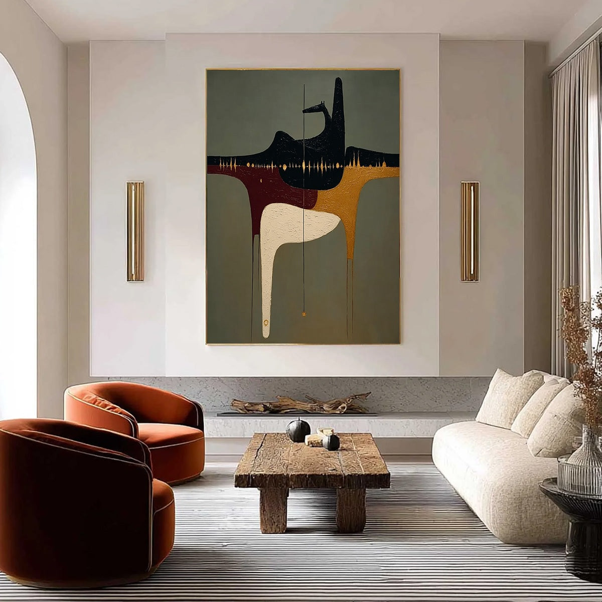 THE CONDUIT: Textured Minimalist Abstract Painting with Gold Accents - Image 4