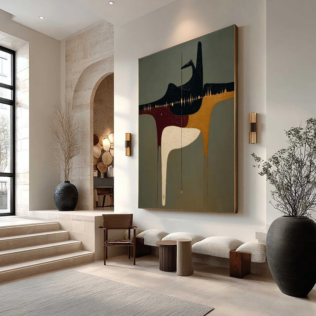 THE CONDUIT: Textured Minimalist Abstract Painting with Gold Accents - Image 7