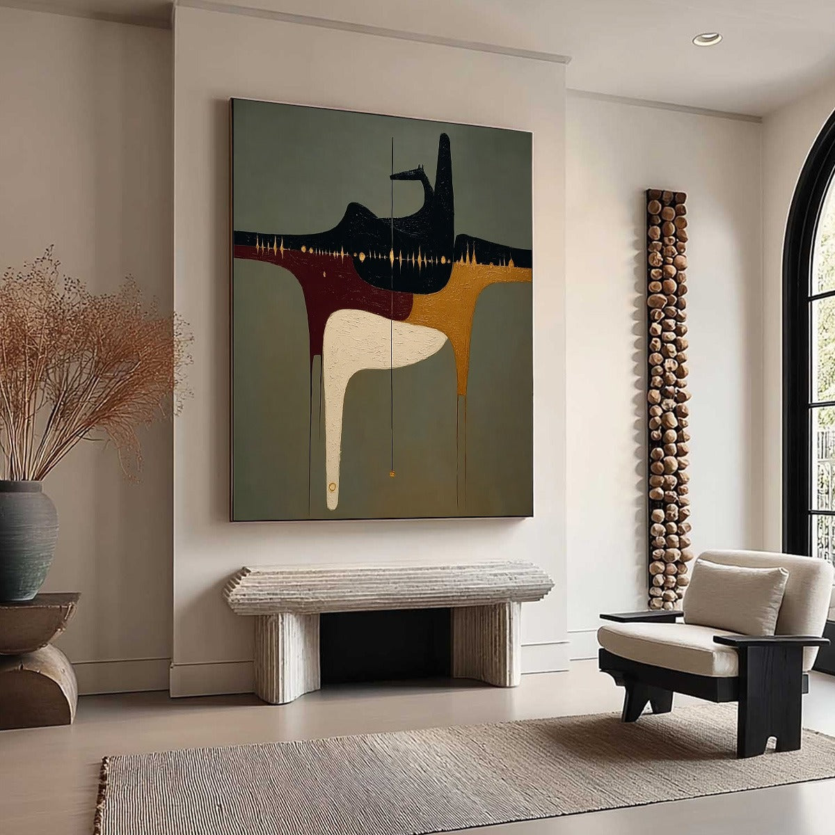 THE CONDUIT: Textured Minimalist Abstract Painting with Gold Accents - Image 8